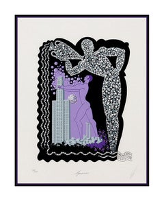 ERTE Original Zodiac Serigraph Hand Signed Art Deco Aquarius Artwork Painting