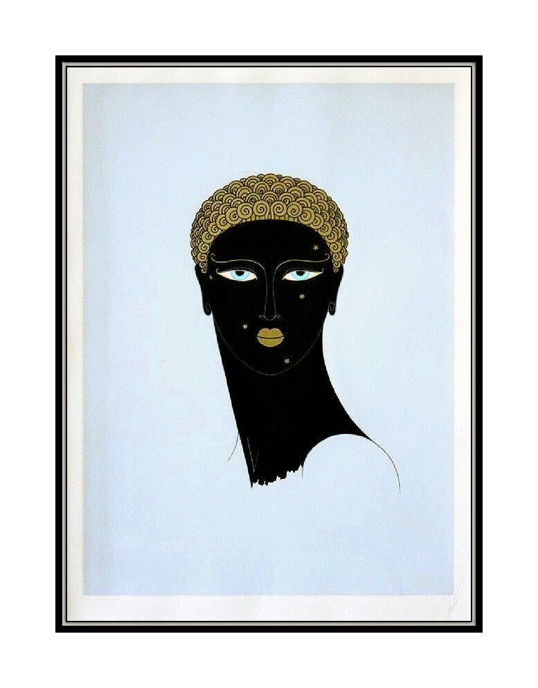 ERTE Queen Of Sheba Original Color Serigraph Art Deco Female Portrait Signed Art - Print by Erté