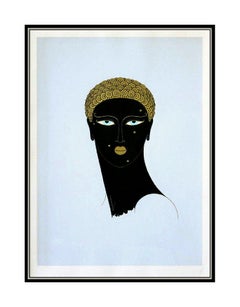 ERTE Queen Of Sheba Original Color Serigraph Art Deco Female Portrait Signed Art