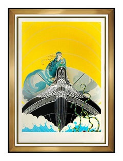 Vintage ERTE Surprises of Sea Color Serigraph Set Design Art Deco Signed Romain Tirtoff