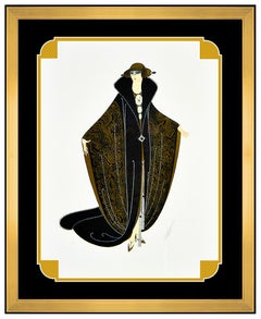 Erte The Golden Cloak Color Serigraphie Signiertes Deko-Kunstwerk Kleid Kostüm Design