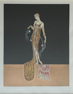 Giulietta, Framed Art Deco Screenprint with Foil by Erte