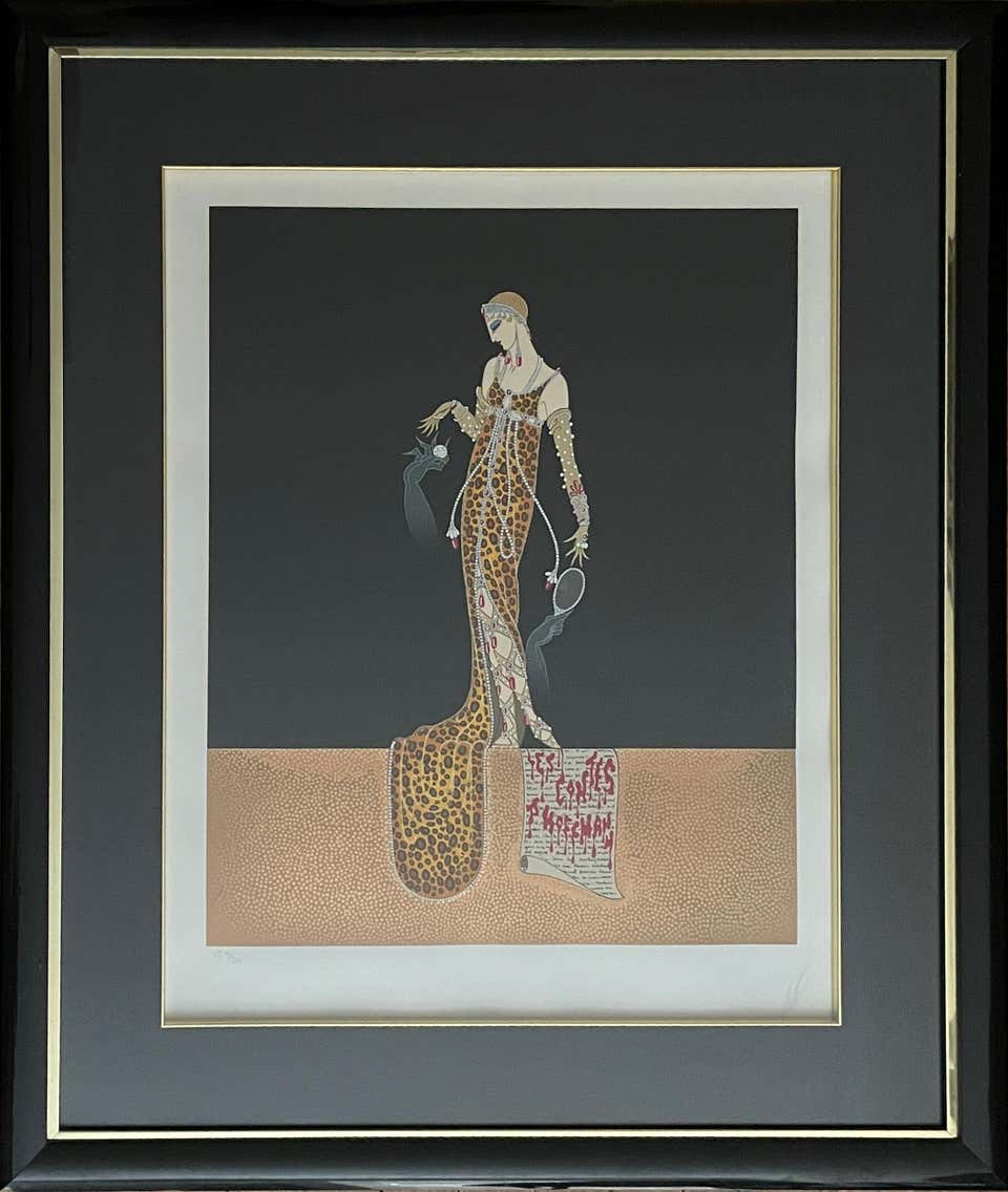 Giulietta, Framed Art Deco Screenprint with Foil by Erte