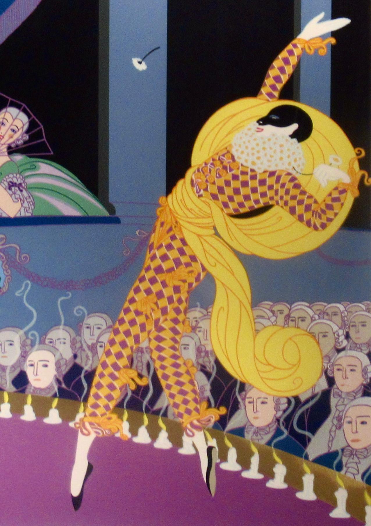 Harlequin - Beige Figurative Print par Erté