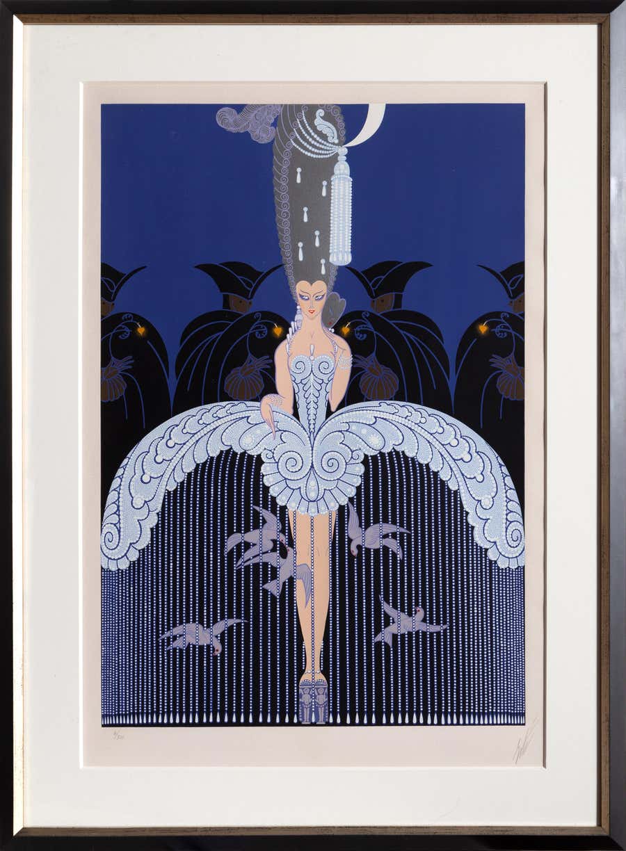 Her Secret Admirers, Framed Art Deco Screenprint by Erte