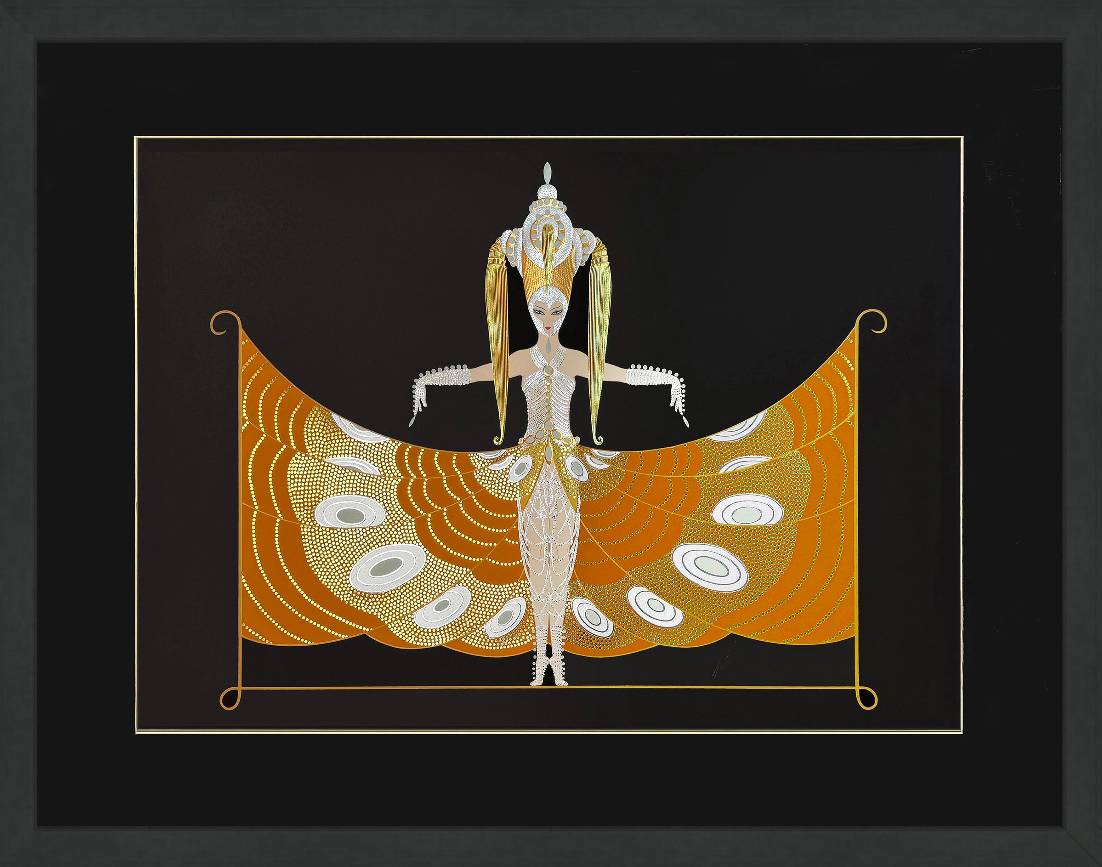 Erté Portrait Print - Hindu Princess Embossed Serigraph, Hand Signed, XLIX/CCL, Art Deco