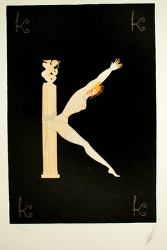 Letter "K" - Original Lithograph and Screen Print by Erté - 1976