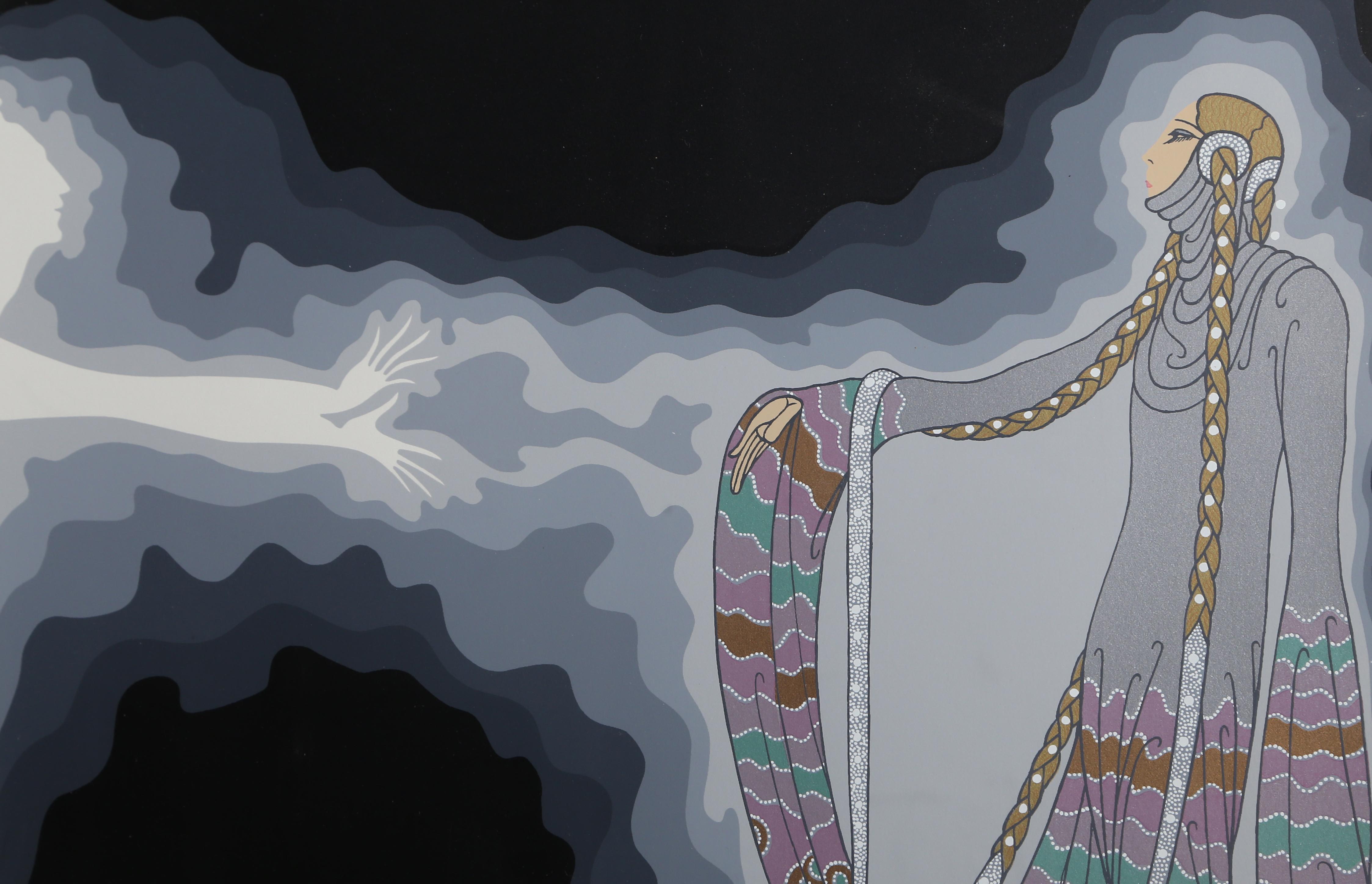 Melisande en el teatro, Serigrafía Art Decó firmada por Erte - Print de Erté