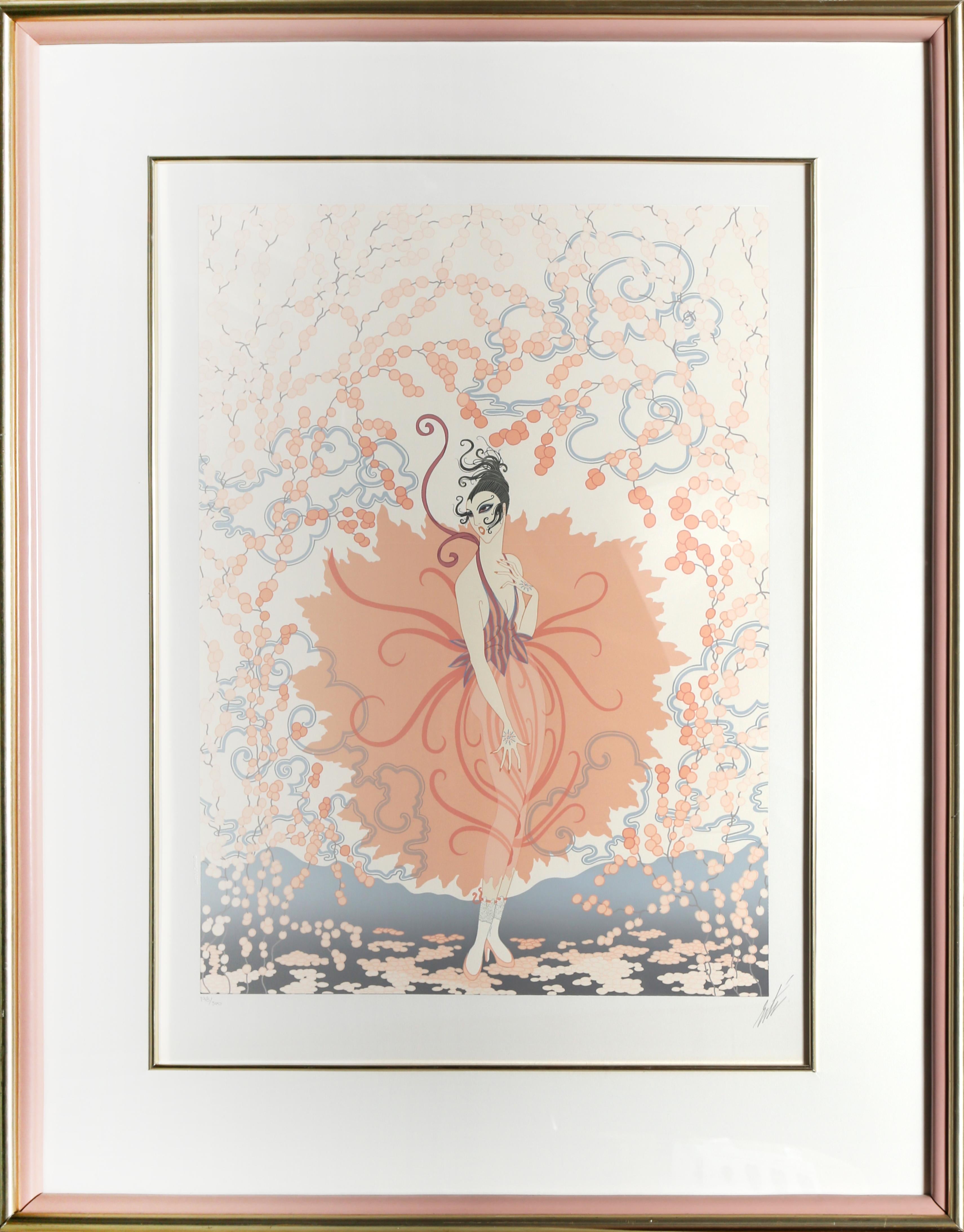 Erté Figurative Print - Pink Lady, Art Deco Screenprint by Erte