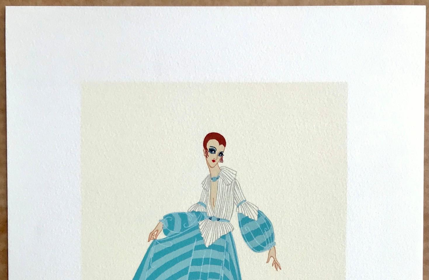 PREMIER Litografía firmada, Ilustración de moda de los años 20, Retrato Art Decó en venta 2