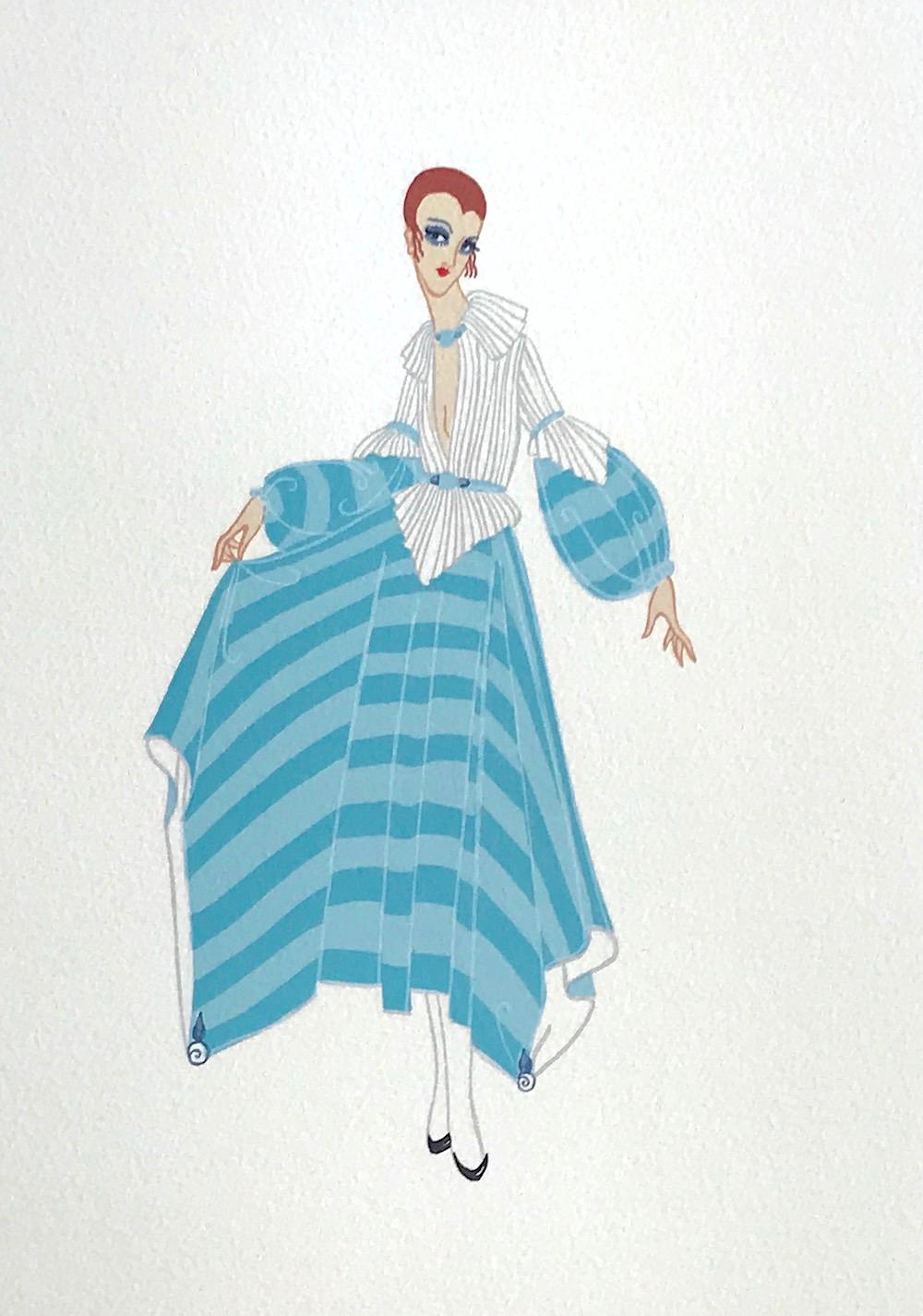 Lithographie de premier plan, illustration de mode des années 1920, portrait Art déco