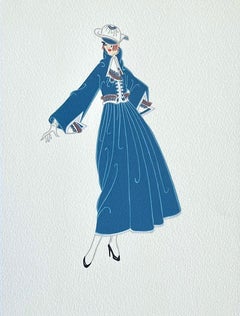Set of four Art Deco fashion lithographs: BON SOIR, PREMIER, TRES CHIC, ELEGANCE