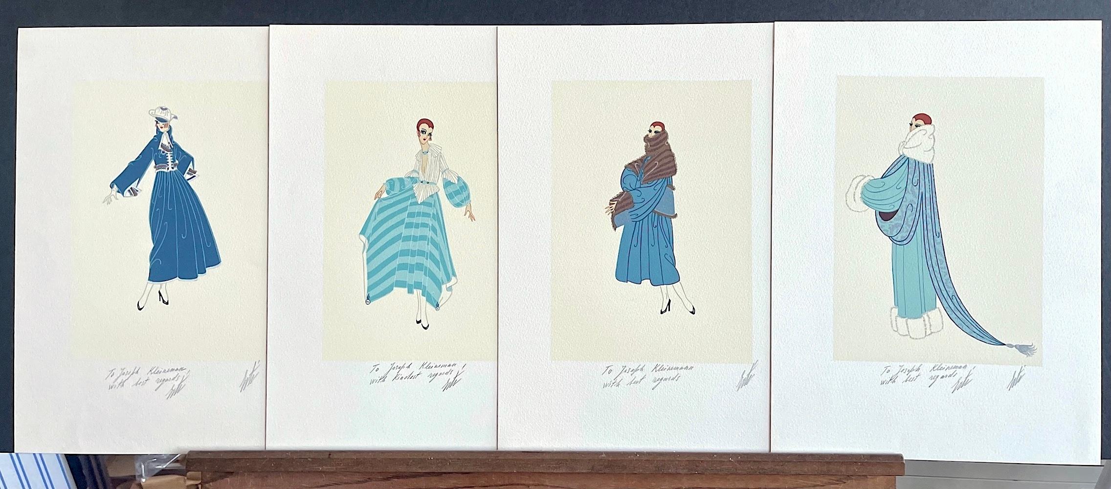 Set di quattro litografie di moda Art Deco: BON SOIR, PREMIER, TRES CHIC, ELEGANCE in vendita 1