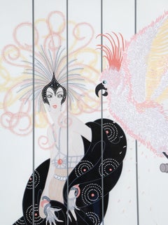 The Bird Cage, Framed Art Deco Serigraph by Erte