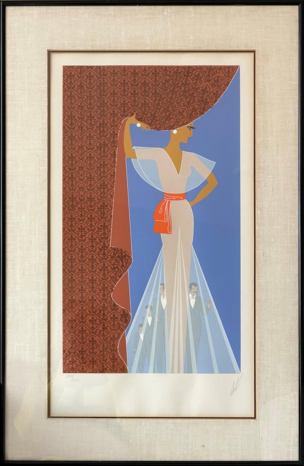 Erté Figurative Print – Der Vorhang, Art-Déco-Druck von Erte 1977