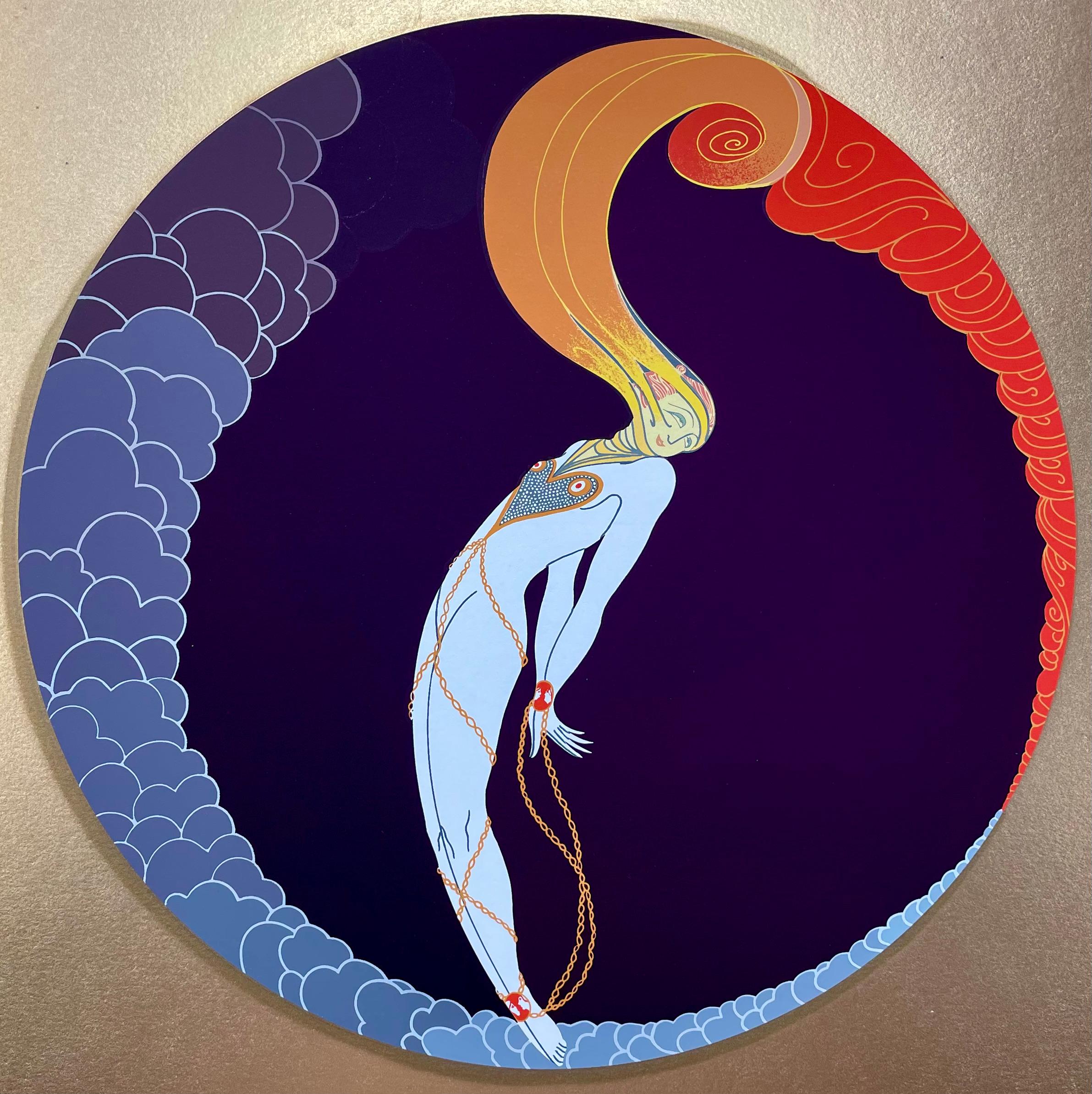 The Four Emotions (4Pcs): La Tristesse, L' Indifference, La Jalousie, L' Amour - Brown Figurative Print by Erté