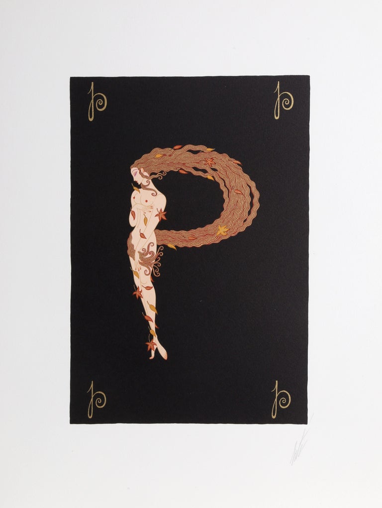 The Letter P From The Alphabet Suite Art Deco Serigraph By Erte