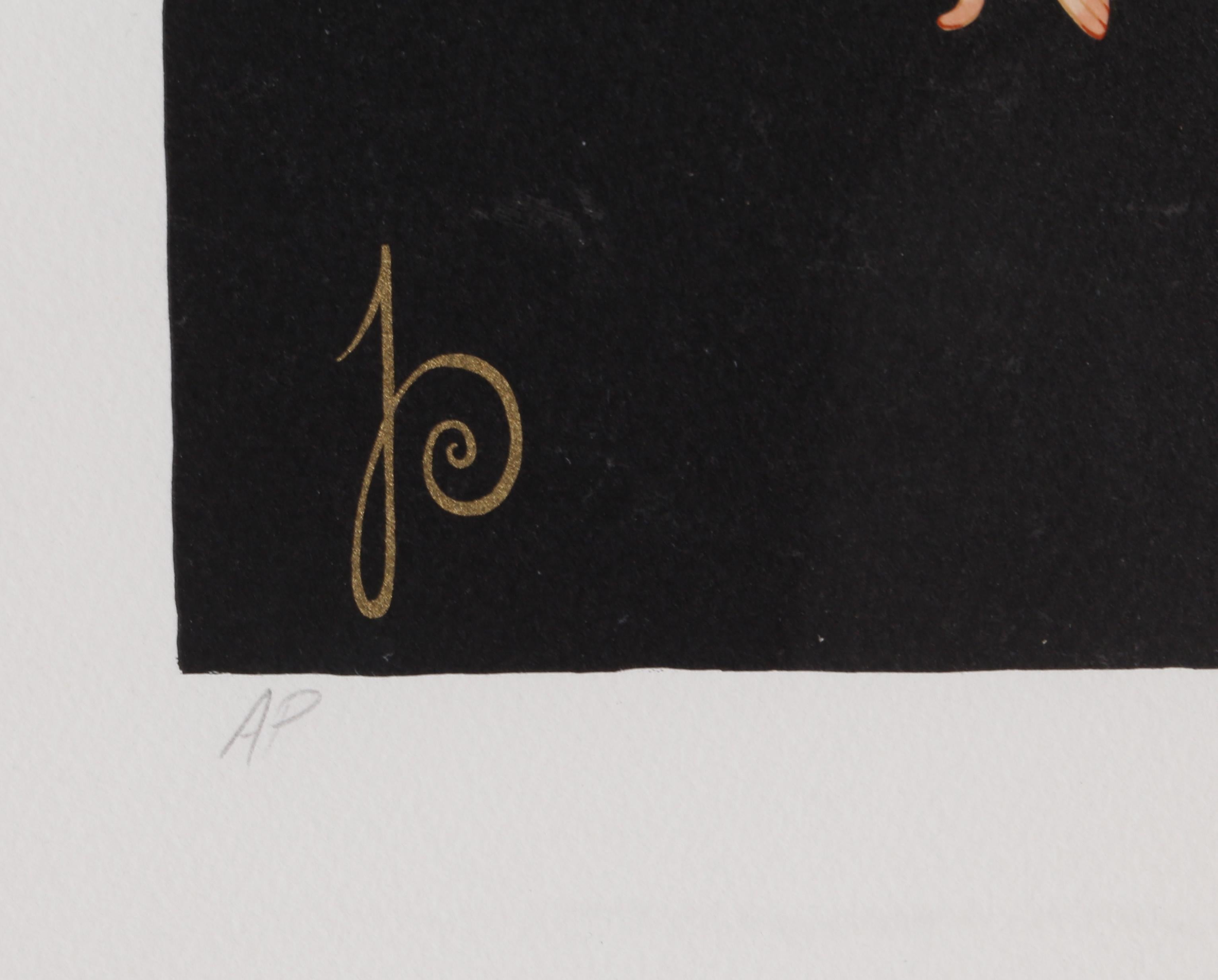 Der Buchstabe P aus der Alphabet-Suite, Akt-Raumteiler von Erte – Print von Erté