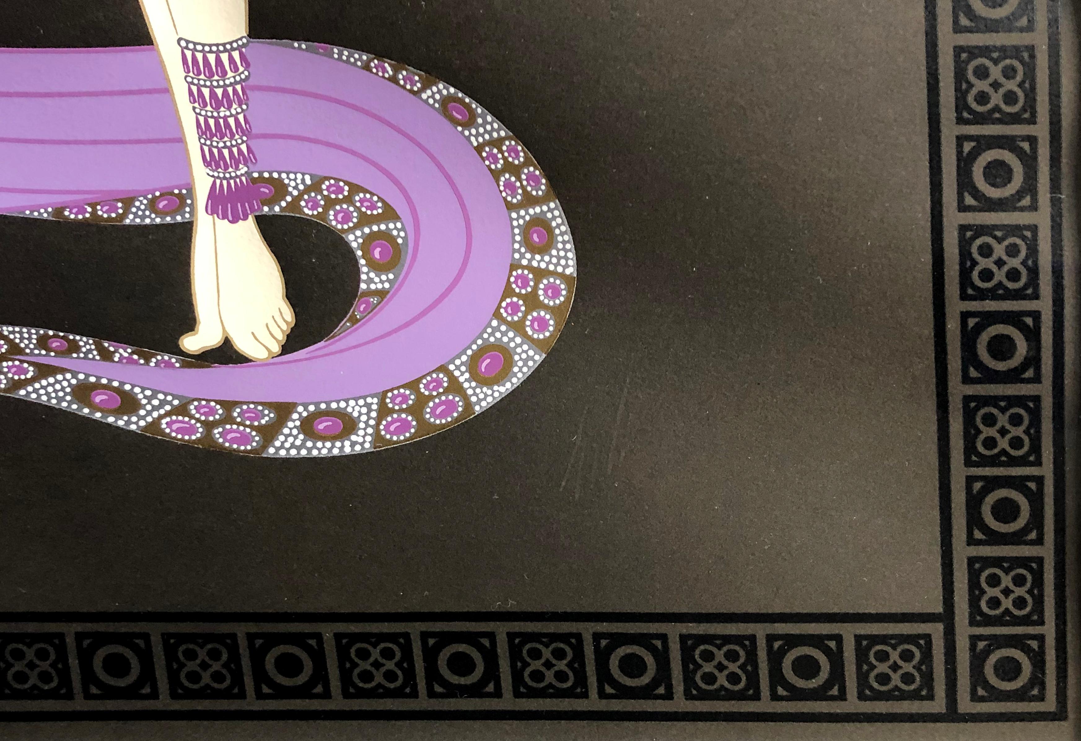 Lo schiavo (serigrafia firmata in rilievo incorniciata con stampa su lamina) - Print di Erté