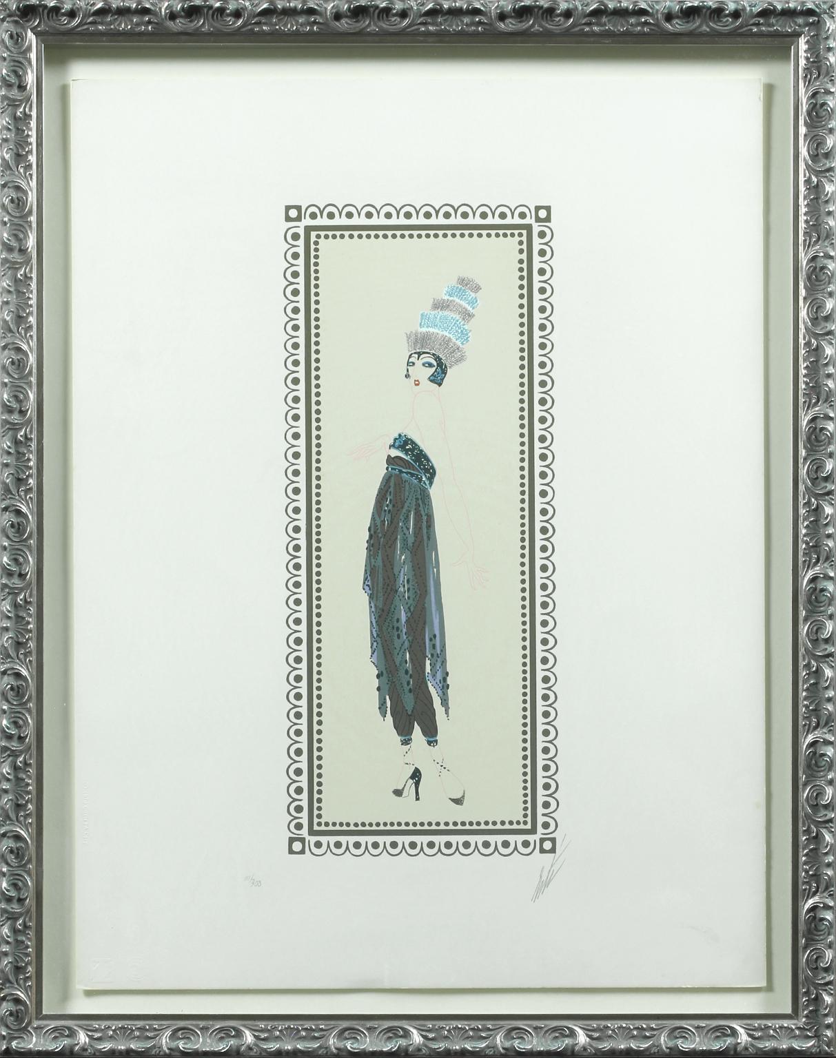 The Vamps by Erté set of four framed lithographs and original folder with tassel For Sale 7