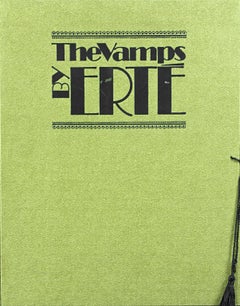 The Vamps by Erté set of four framed lithographs and original folder with tassel