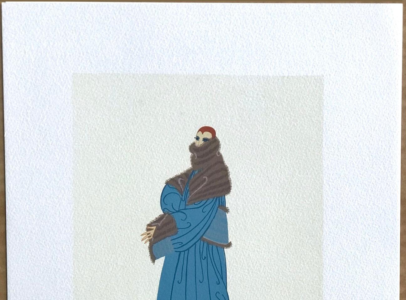 TRES CHIC Litografía firmada, Ilustración de moda de los años 20 Retrato de dama Art Decó en venta 2