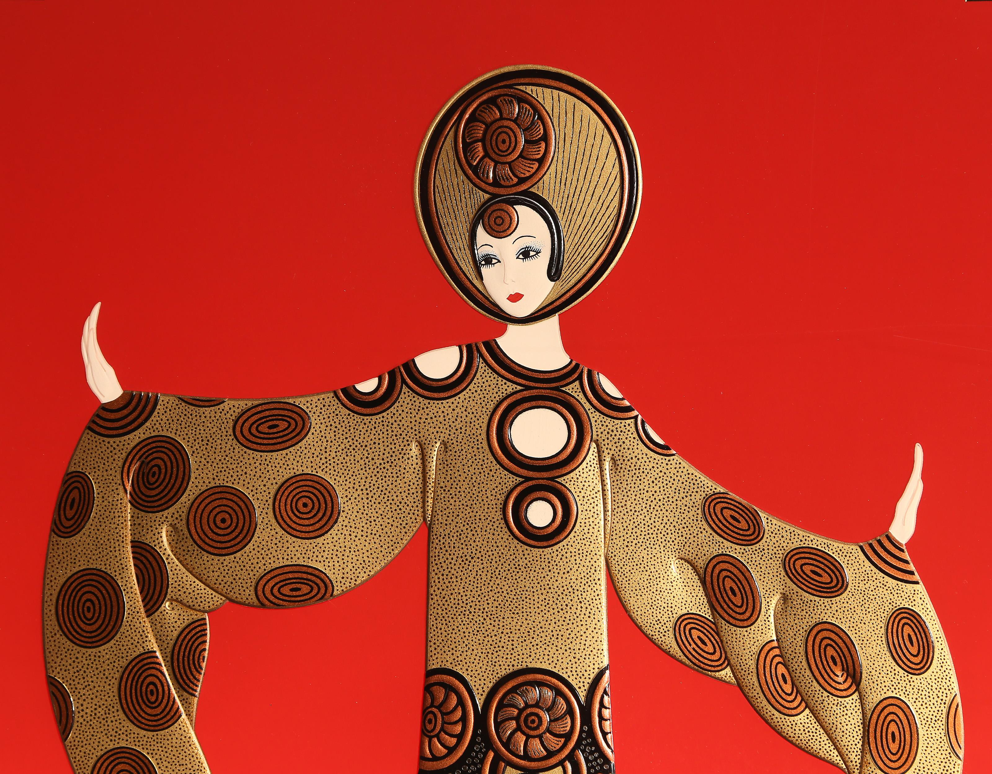 Weidenbaum, Art Deco Prägesiebdruck von Erté im Angebot 1