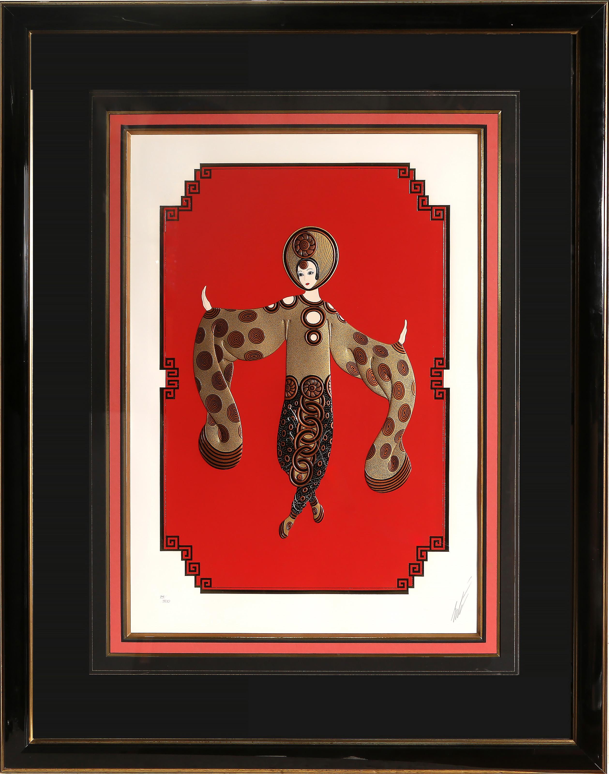 Erte, Russisch (1892 - 1990) - Weidenbaum, Mappe:  Asian Princesses Suite, Jahr:  1986, Medium:  Geprägter Siebdruck, signiert und nummeriert mit Bleistift, Auflage:  73/300, Bildgröße:  22,5 x 15 Zoll, Größe:  26 x 17,75 Zoll (66,04 x 45,09 cm),