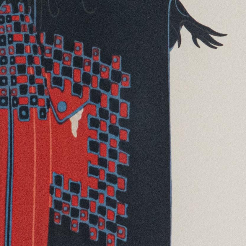 “Zsa Zsa” is a wonderful original Art Deco lithograph created by a famous Russian-born French artist Erté (Romain de Tirtoff). 

Image size (with signature): 29 x 15 in.
Framed Size: 31 x 25 in.
Edition 175/260.
The artwork is framed. 
Signed by the