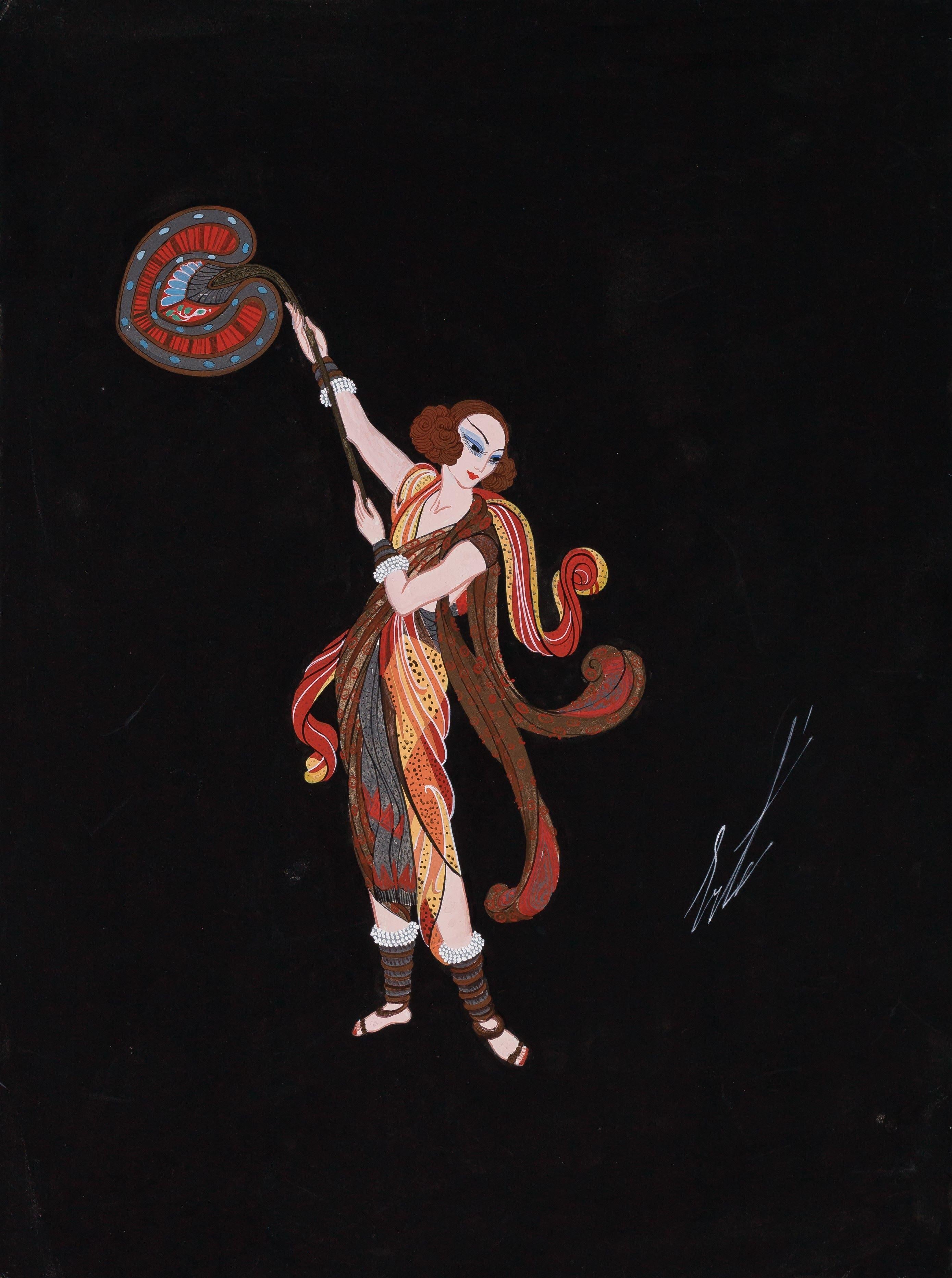Les Rois des Lègendes, Costume pour femme ésclave, 1919  - Painting by Erté