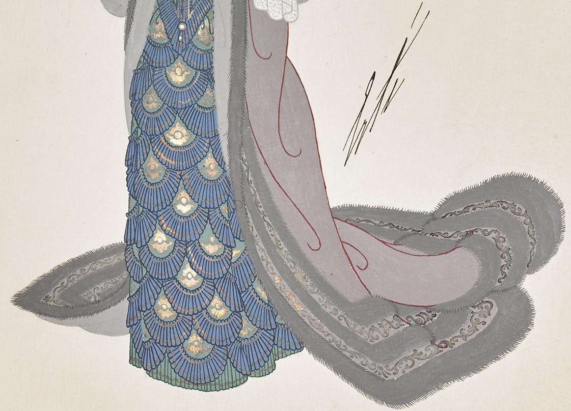 Martha, Act I (Chicago Opera), 1925 - Gray Figurative Painting by Erté