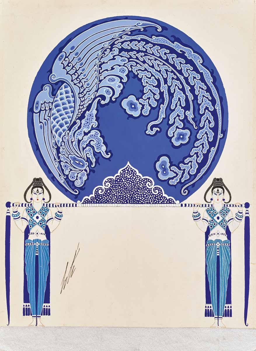 Erté Figurative Painting – The Treasures of Indo-China, 1922