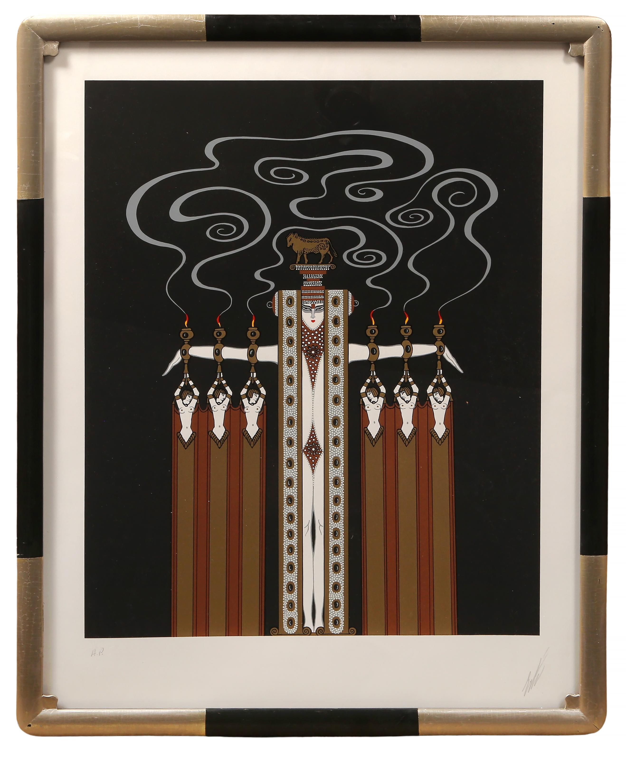 Erte - Romain de Tirtoff Figurative Print - At the Theatre: Golden Calf, Art Deco Screenprint on Arches by Erte