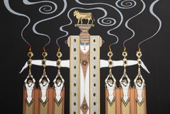 At the Theatre: Golden Calf, Art Deco Screenprint on Arches by Erte