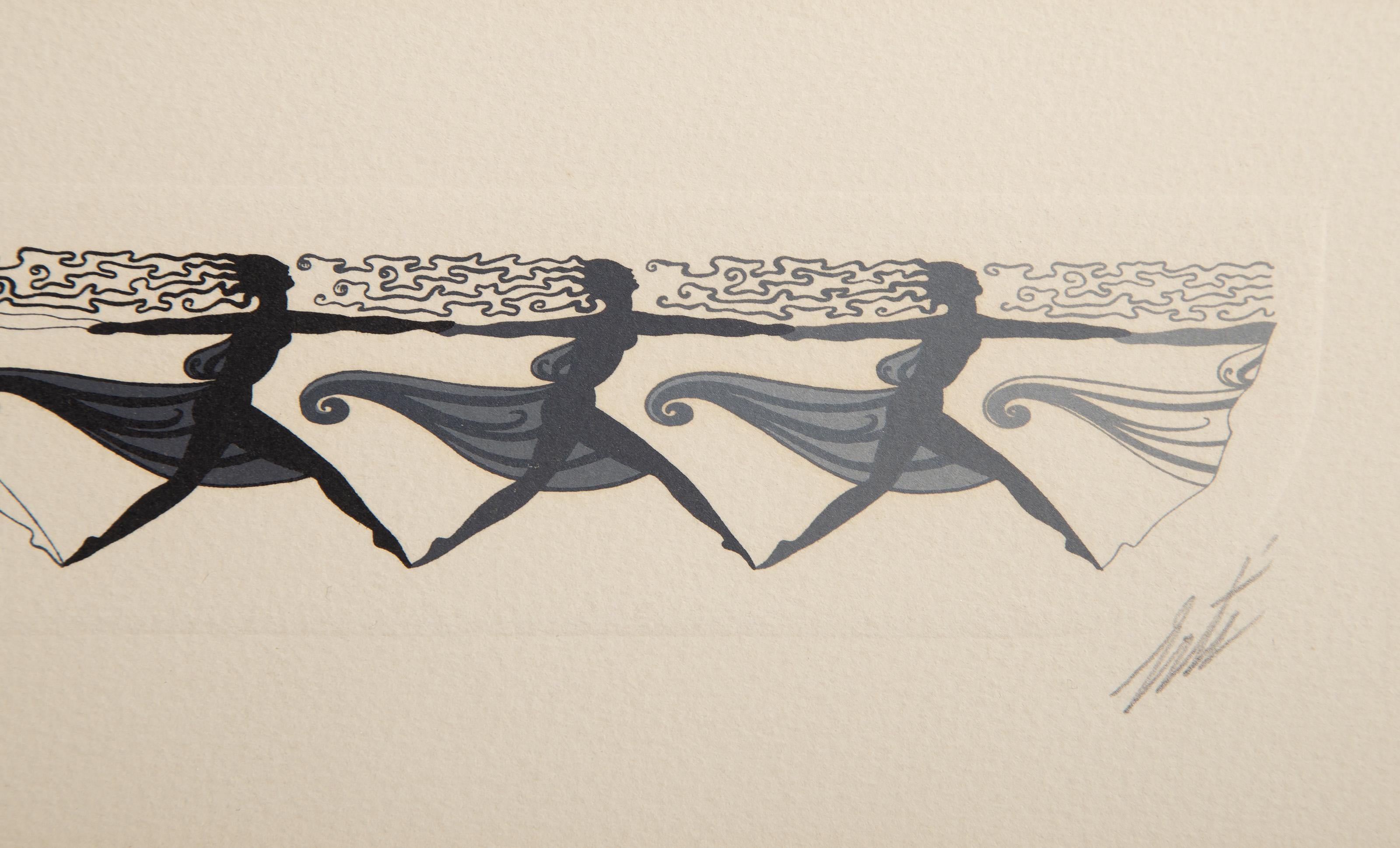 Ballet Line Dancers, Signed Art Deco Screenprint by Erte For Sale 2