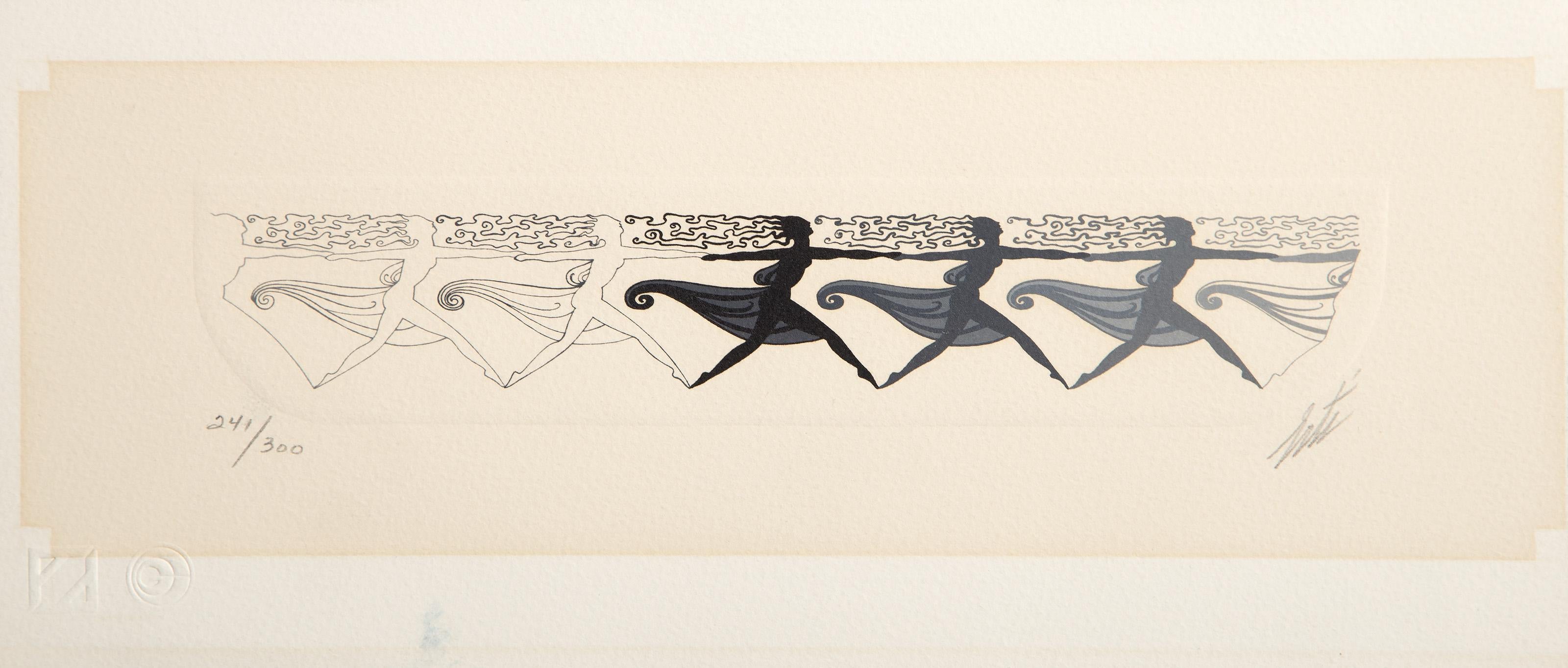 Ballet Line Dancers, Signed Art Deco Screenprint by Erte - Print by Erte - Romain de Tirtoff