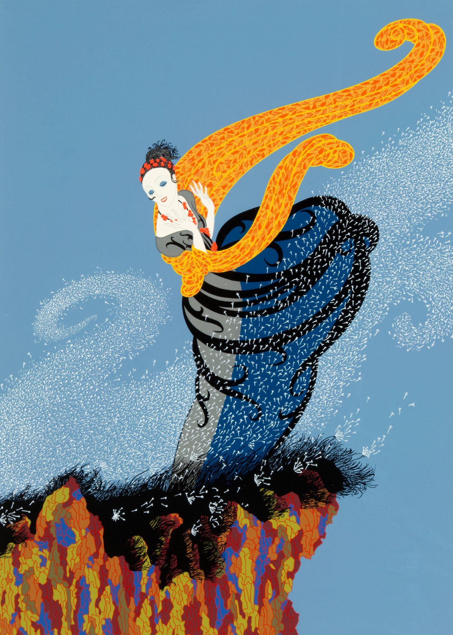 Portrait Print di Erte - Romain de Tirtoff - ERTE "Summer Breeze" 1978 Serigrafia su carta intelata firmata e numerata a mano