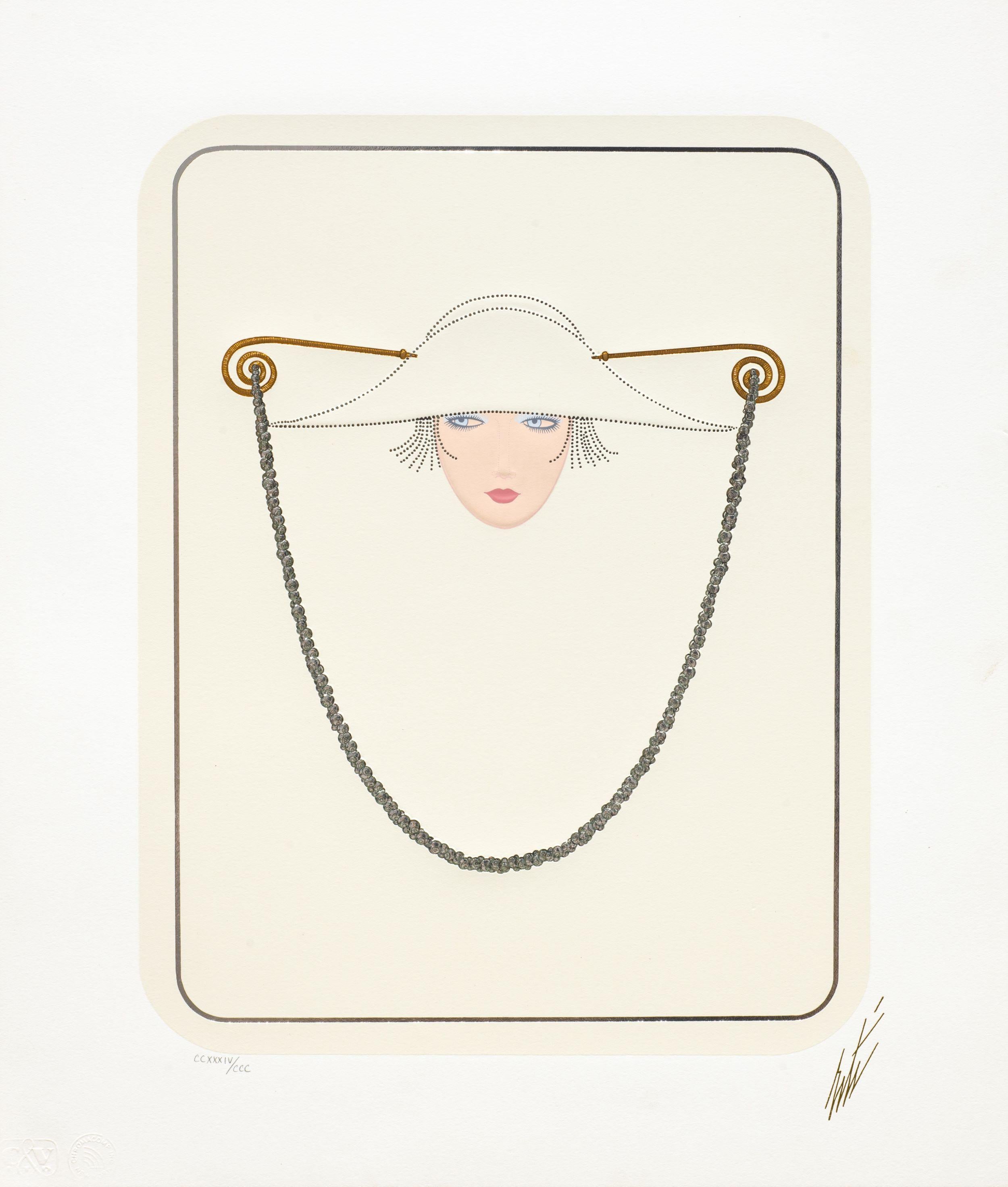 Erte - Romain de Tirtoff Figurative Print - Hat and Chain