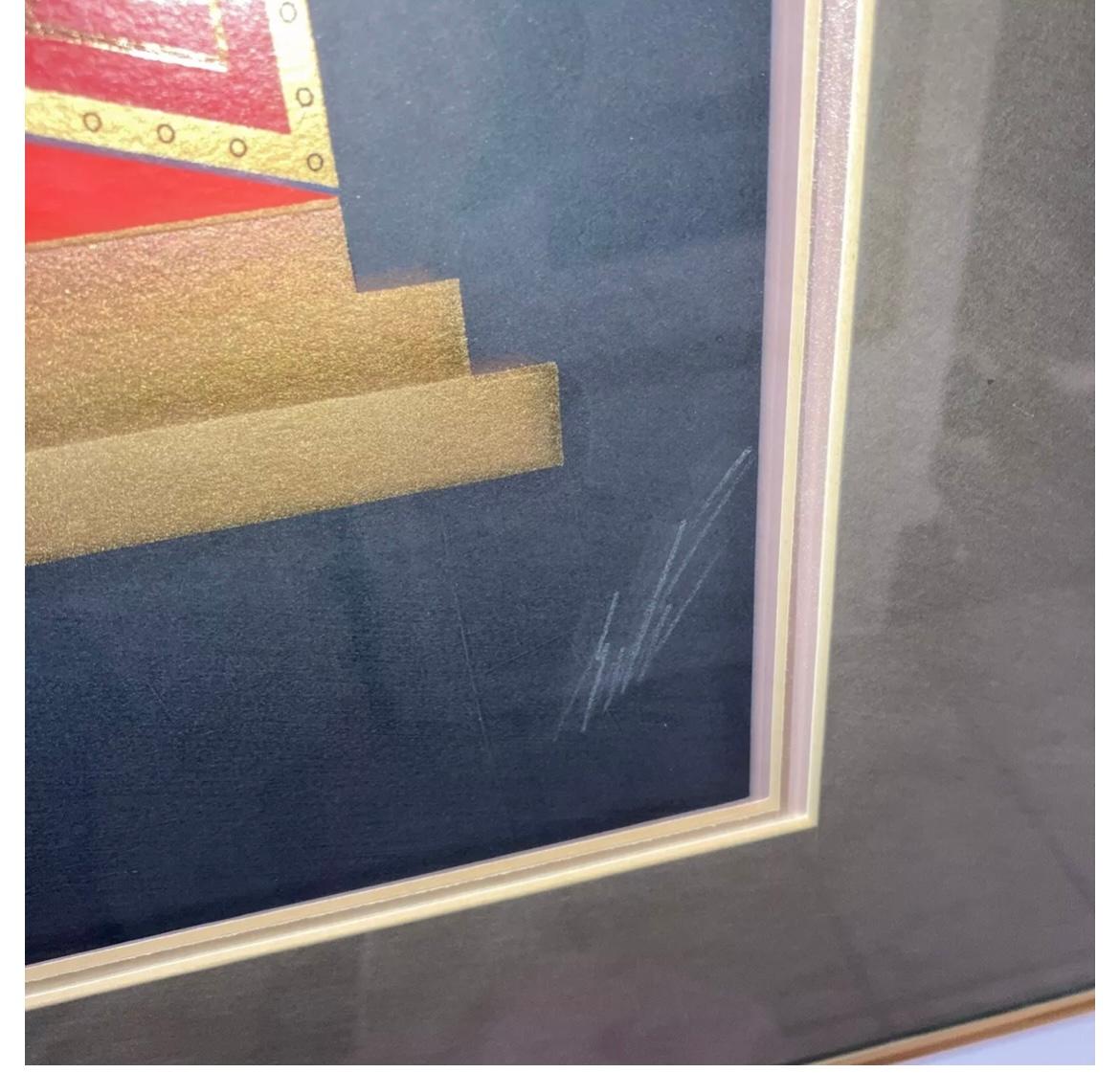 ERTE Mah-jongg Original Large Embossed Color Serigraph Hand Signed Art Deco RARE. In good condition measures 43x35 . Comes with coa