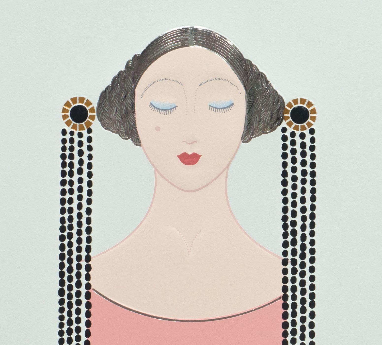 Onyx Coiffure - Figurative Print Gris de Erte - Romain de Tirtoff