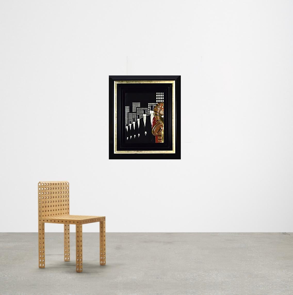 Artist:  Erte
Title: Top Hats 
Size: 16 x 12 Inches (26 x 22 Inches Framed)
Medium: 3D Bronze Wall Relief Sculpture
Edition:  of 375 
Year:  1990-1999
Notes: Hand Signed by Artist (Lower Right)and Numbered. Custom Framed
About:  Romain de Tirtoff,