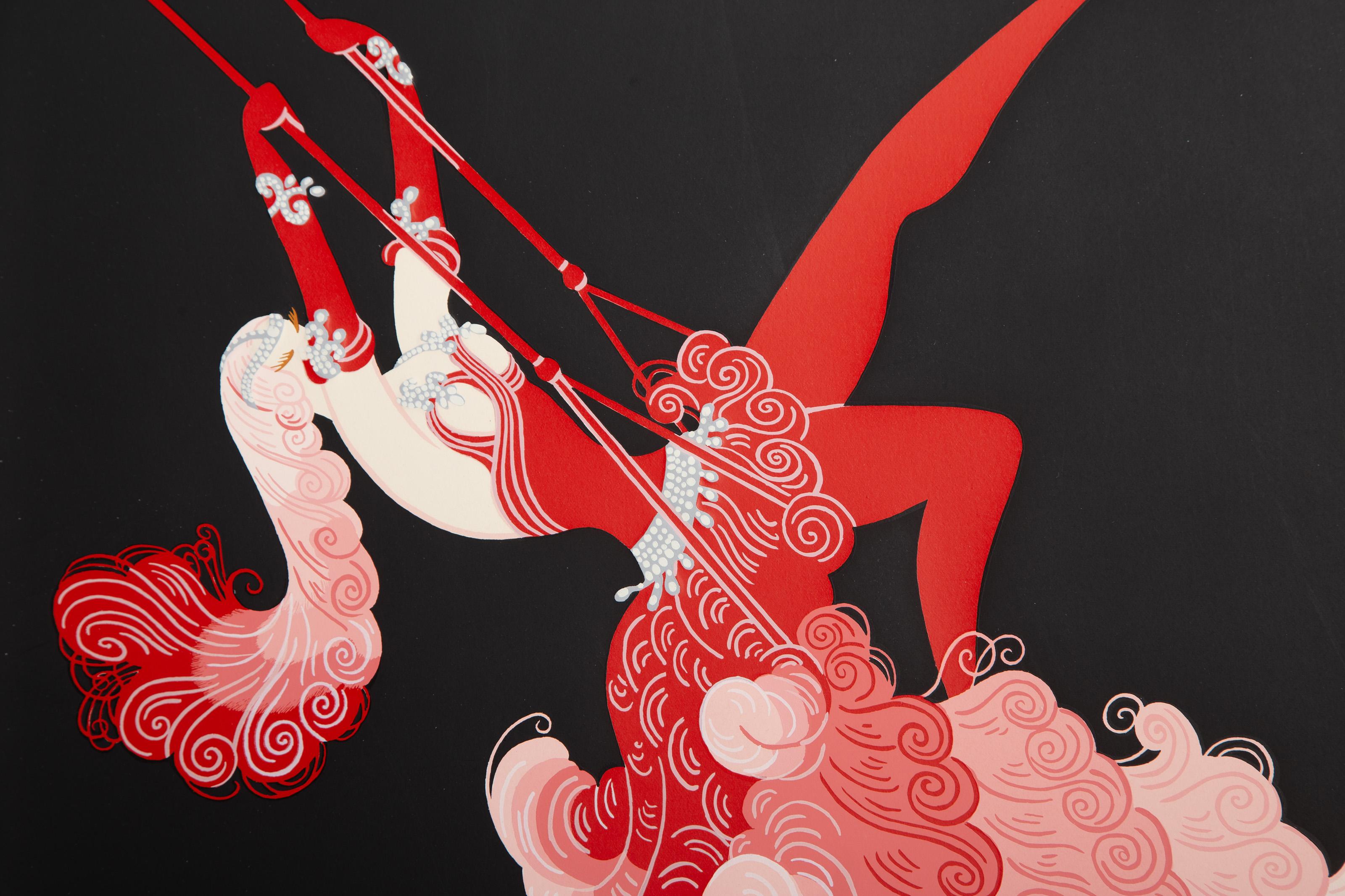  Erte, Russian (1892 - 1990) - Trapeze Artist, Year: 1983, Medium: Screenprint on Arches, signed and numbered in pencil, Edition: AP, Image Size: 21.75 x 16.75 inches, Size: 30 x 22 in. (76.2 x 55.88 cm)