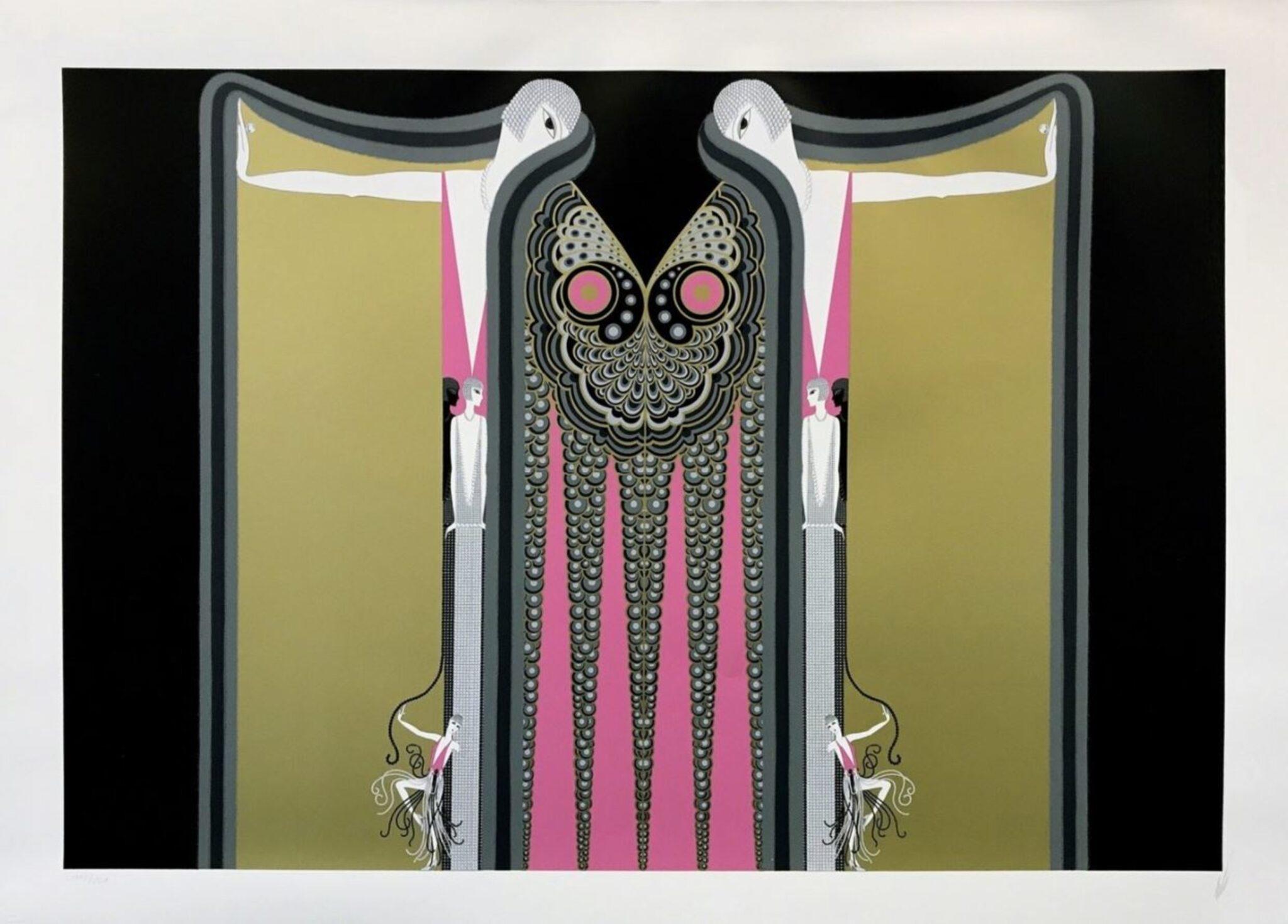 Erte - Romain de Tirtoff Figurative Print - Twin Sisters, Signed Art Deco Screenprint by Erte
