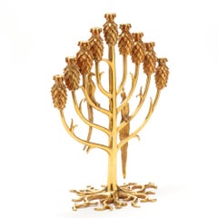 ERTE 'TREE OF LIFE - 1987' GOLD CANDELABRA MENORAH, SIGNED & NUMBERED