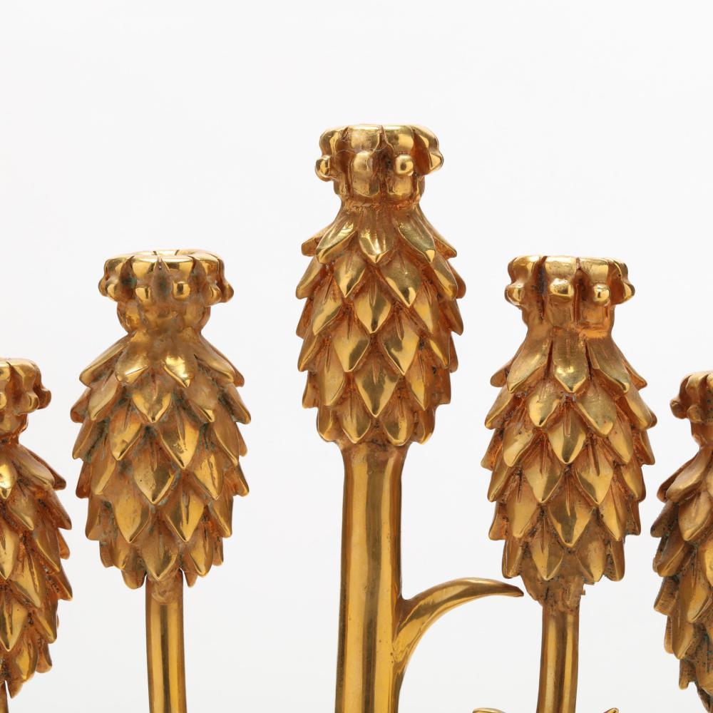 ERTE 'TREE OF LIFE - 1987' GOLD CANDELABRA MENORAH, SIGNED & NUMBERED - Art Deco Sculpture by Erte - Romain de Tirtoff