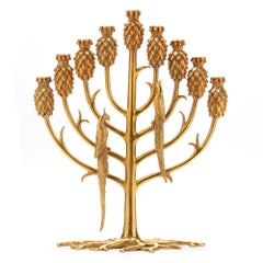 ERTE „TREE OF LIFE - 1987“ GOLDE CANDELABRA MENORAH, SIGNED &NUMBERED