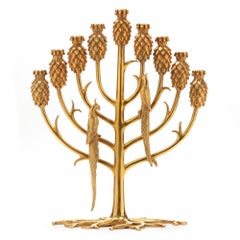 ERTE 'TREE OF LIFE - 1987' GOLD CANDELABRA MENORAH, SIGNED & NUMBERED