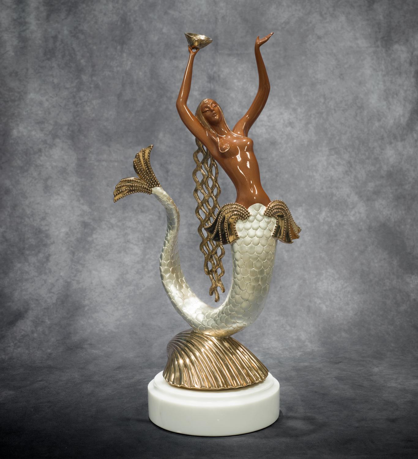 Erté Figurative Sculpture – Meerjungfrau 