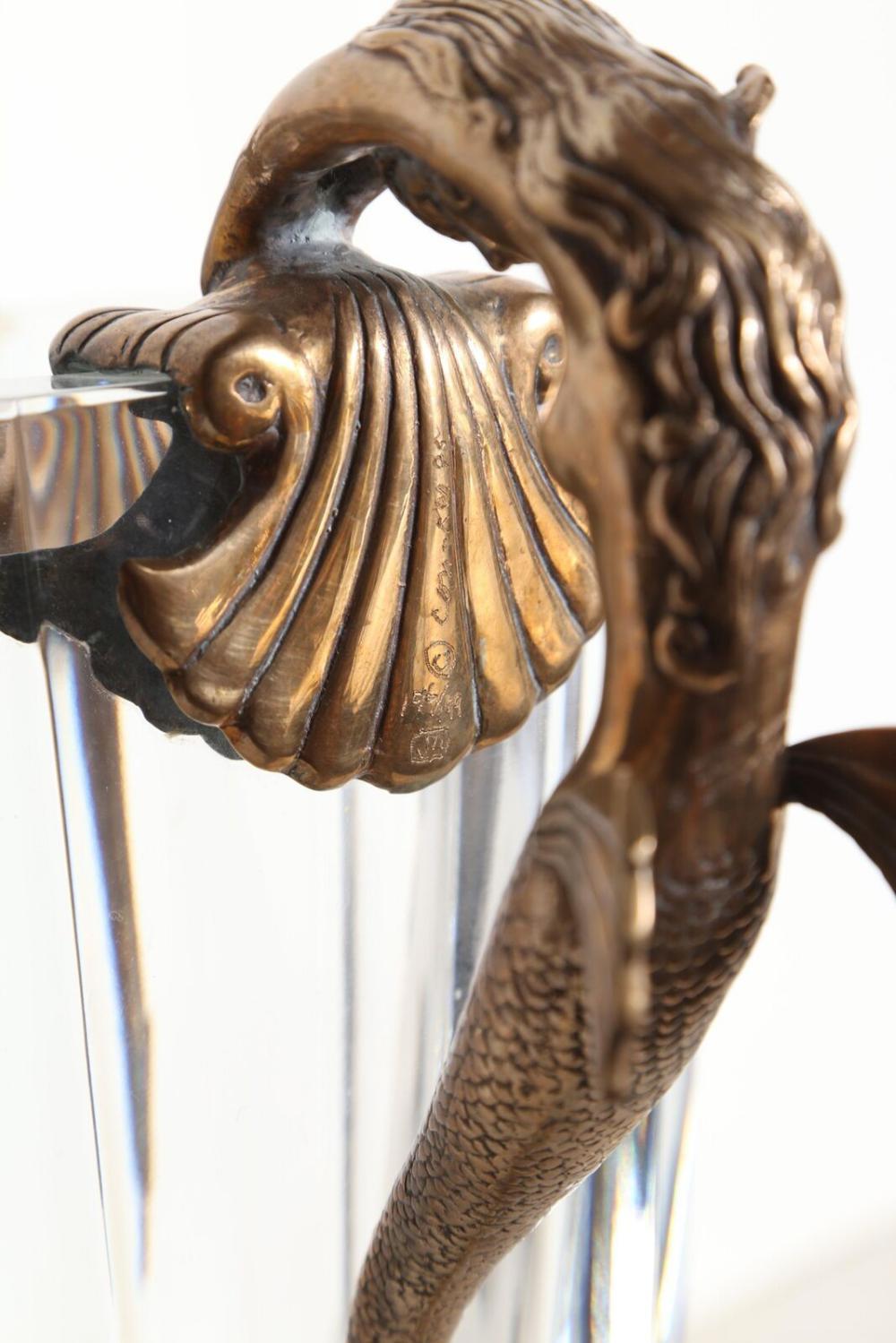 'SEA MAIDENS' BACCARAT CRYSTAL VASE WITH SCULPTED BRONZE HANDLES - Sculpture by Erte - Romain de Tirtoff
