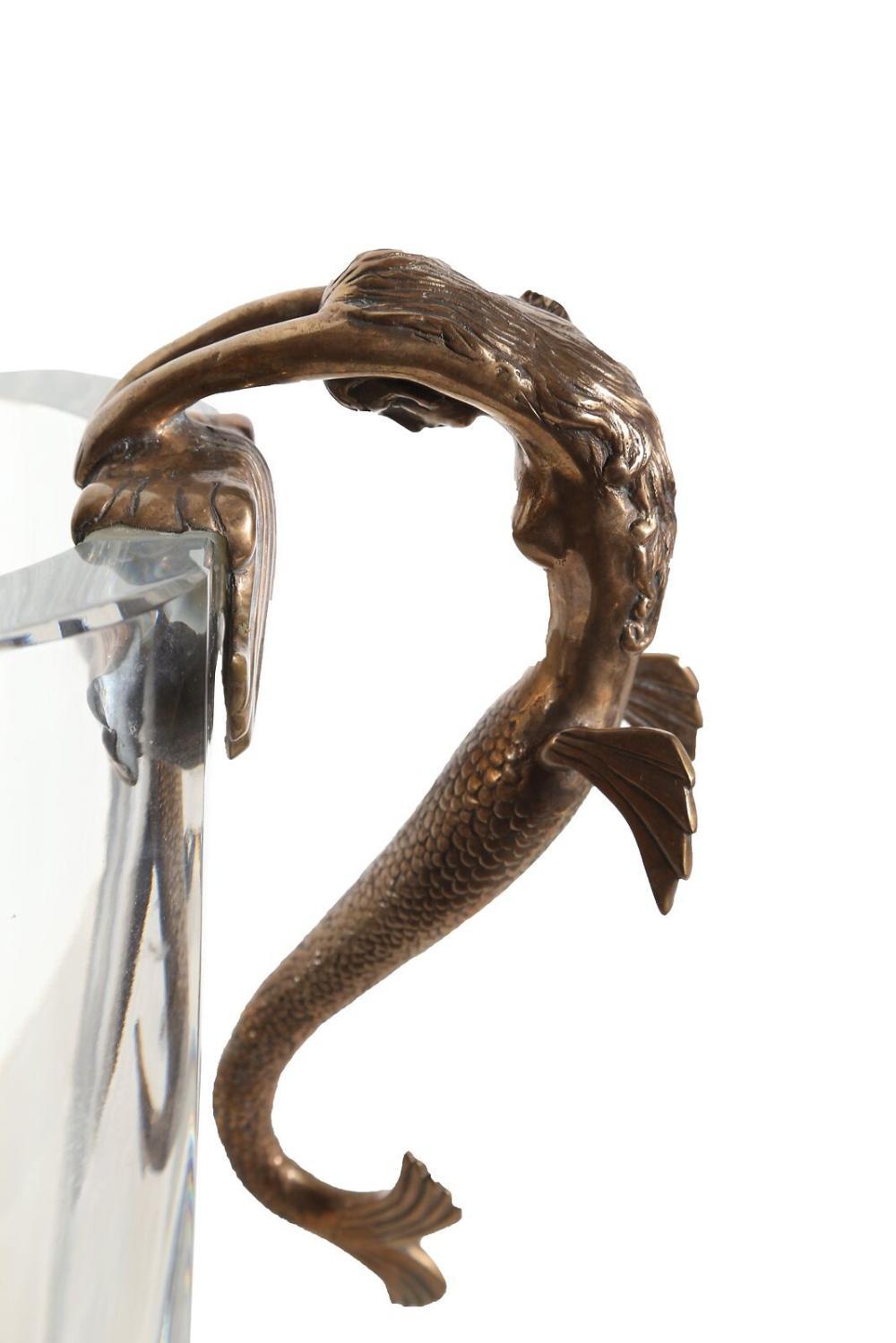 'SEA MAIDENS' BACCARAT CRYSTAL VASE WITH SCULPTED BRONZE HANDLES 1